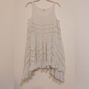 Free People Intimately white with grey polk a dots and lace trim slip, size M